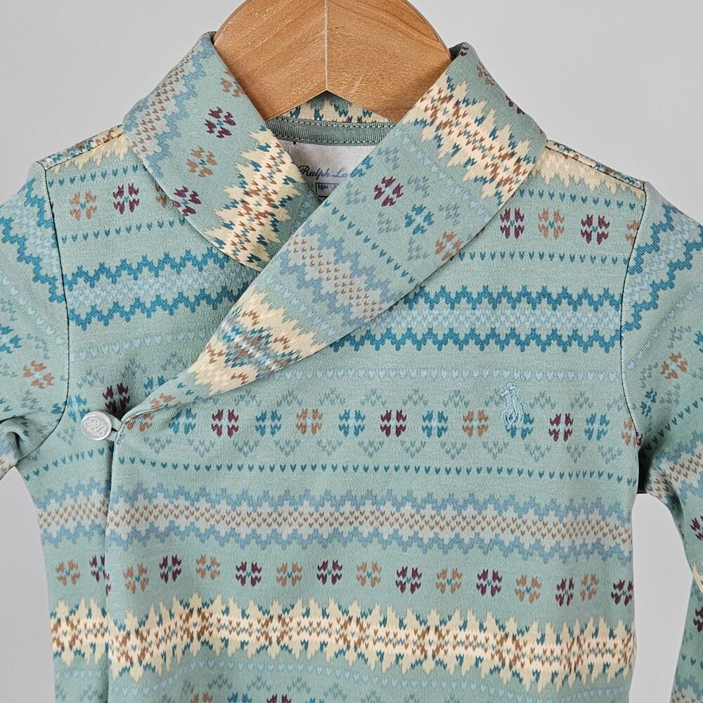 Ralph Lauren Fair Isle Shawl-Collar Coverall | Baby 18 Months | MINOR FLAW - Picture 4 of 15